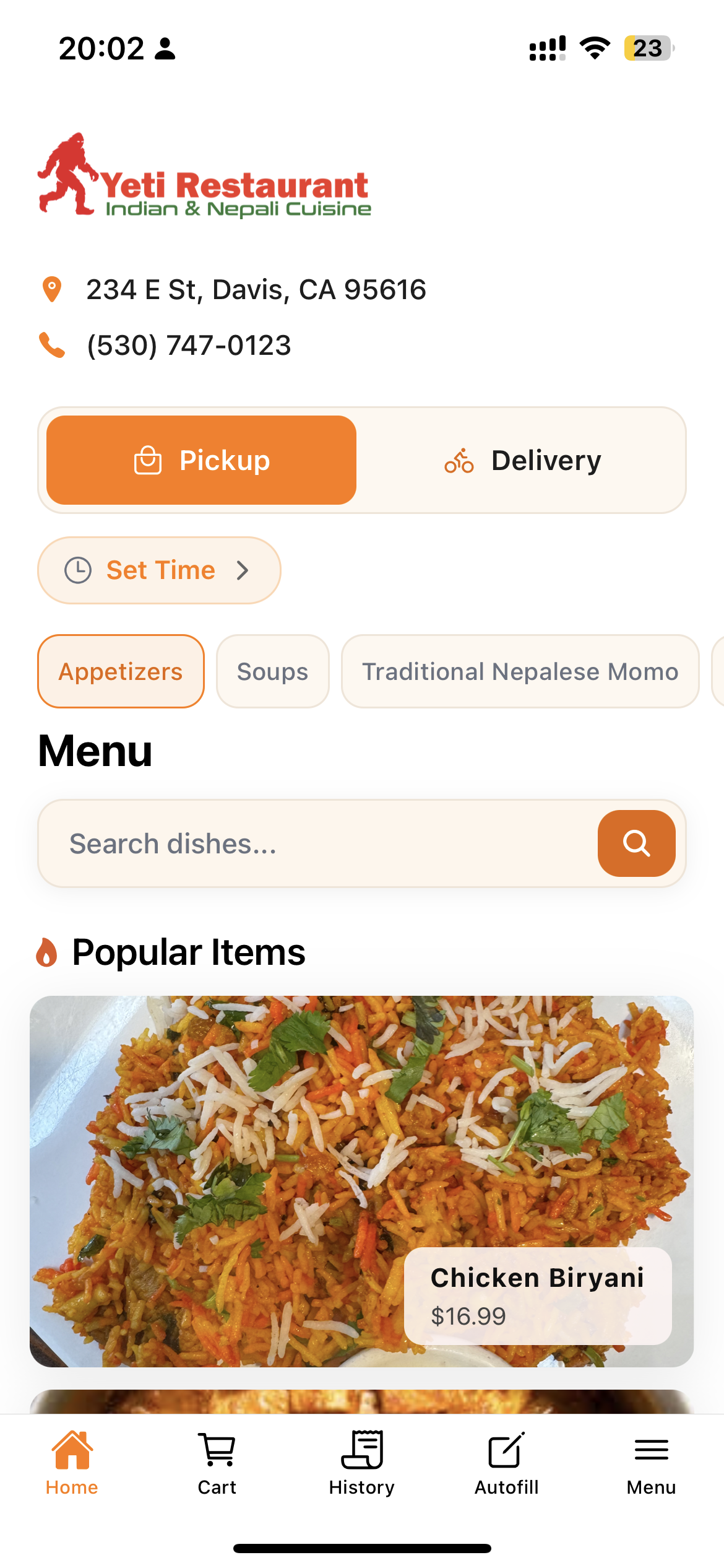 Yeti Restaurant - Mobile Food Ordering App (iOS & Android)